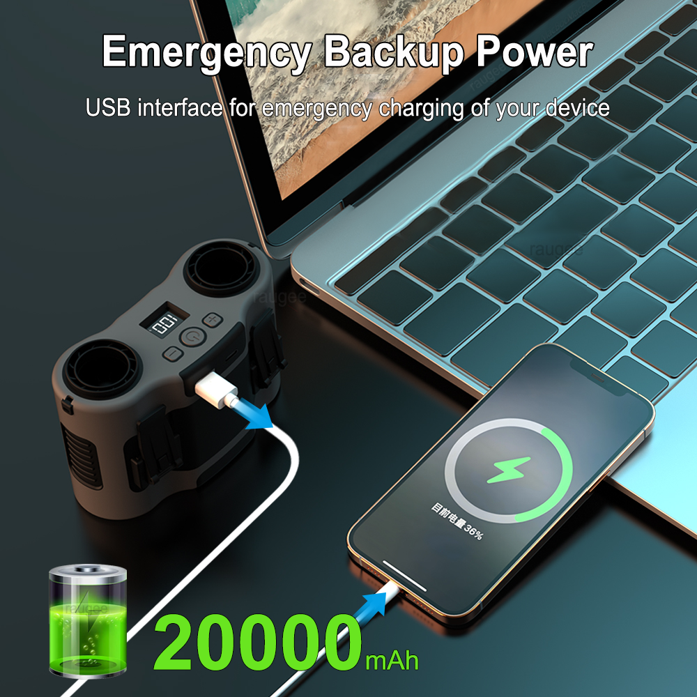20000mAh Waist Fan Portable Ou - đánh giá và giá Timer Dual Outlet