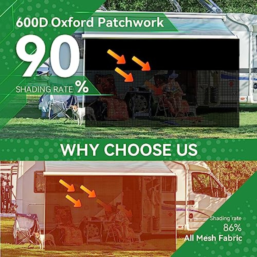 RV Awning Shade Screen 9' x 15 - đánh giá và giá Screen Top Mesh